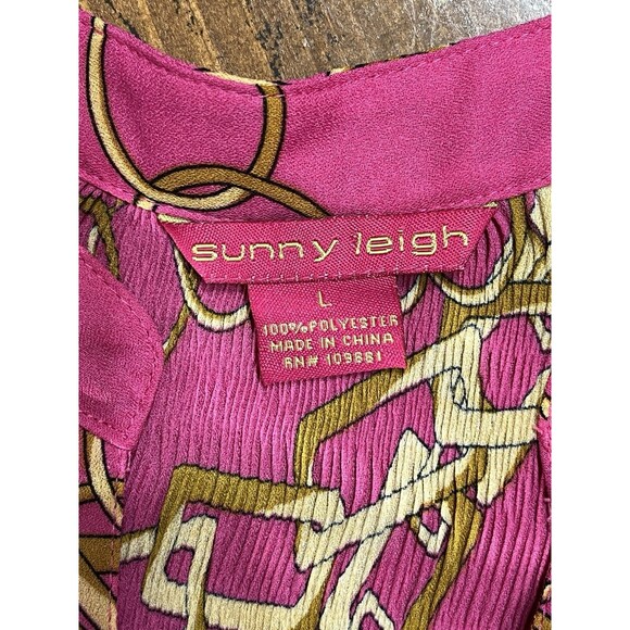 Y2K VTG 2000 Sheer Blouse Sunny leigh Womens L Fairy Core Equestrian Chain Pink - Picture 11 of 13